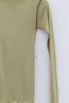 BASERANGE Ribbed Long Sleeve Top T-shirt TTVL Collection France BAS-TTVL-RB-AU23-HUILV Gray Green